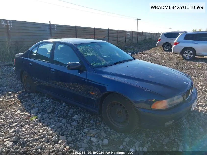 2000 BMW 528 I VIN: WBADM634XYGU10599 Lot: 12102351