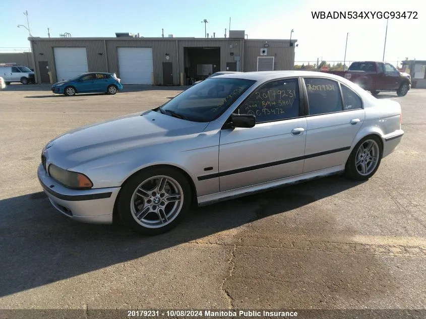 2000 BMW 540I VIN: WBADN534XYGC93472 Lot: 20179231