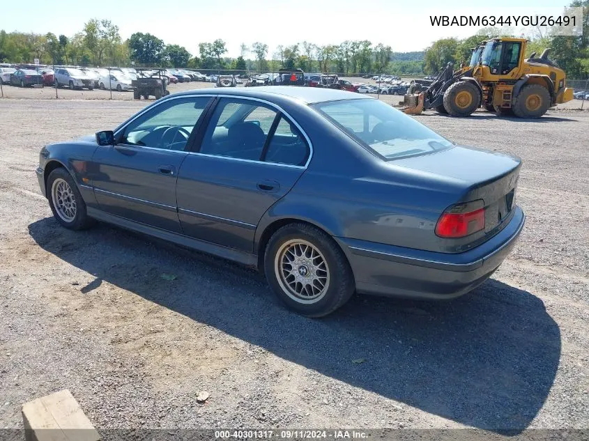 2000 BMW 528Ia VIN: WBADM6344YGU26491 Lot: 40301317