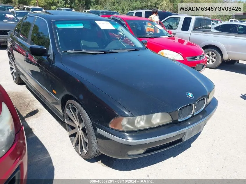 2000 BMW 528Ia VIN: WBADM6346YGV03426 Lot: 40307281