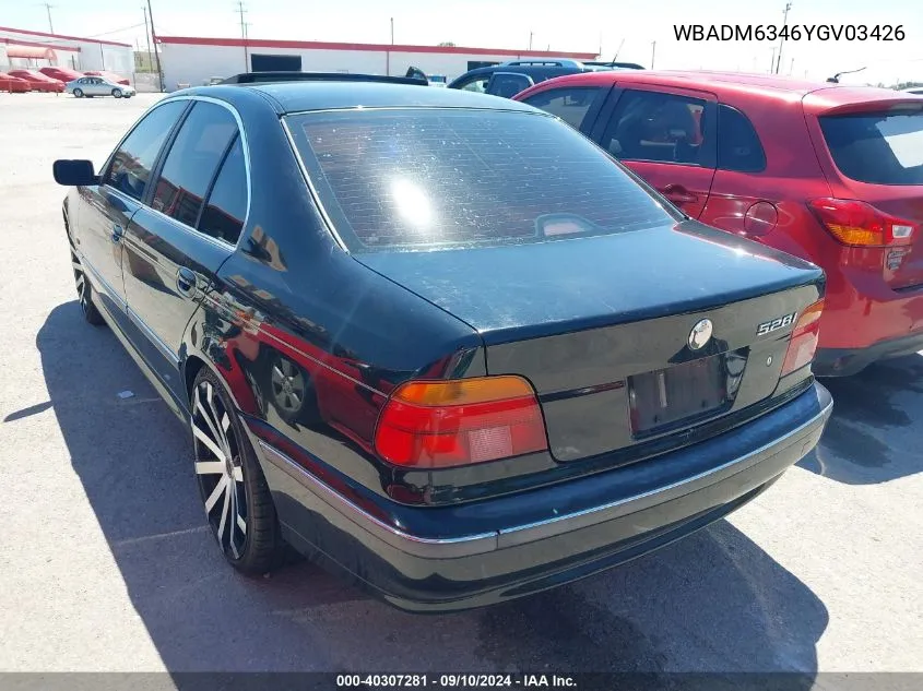 2000 BMW 528Ia VIN: WBADM6346YGV03426 Lot: 40307281