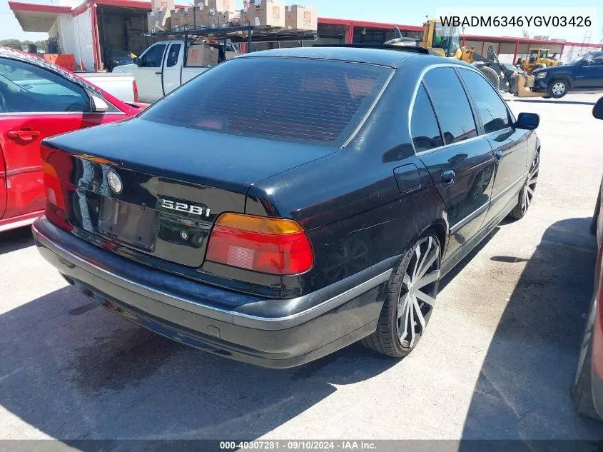 2000 BMW 528Ia VIN: WBADM6346YGV03426 Lot: 40307281