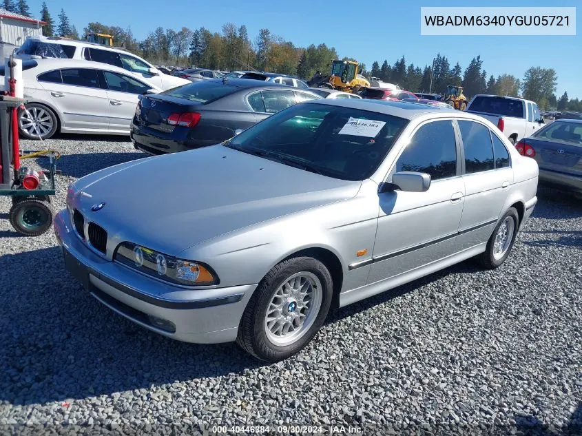 2000 BMW 528Ia VIN: WBADM6340YGU05721 Lot: 40446384