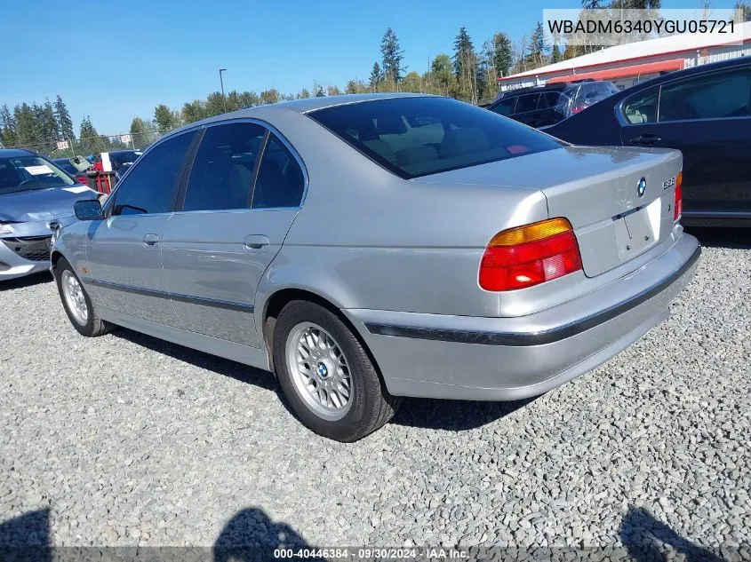 2000 BMW 528Ia VIN: WBADM6340YGU05721 Lot: 40446384