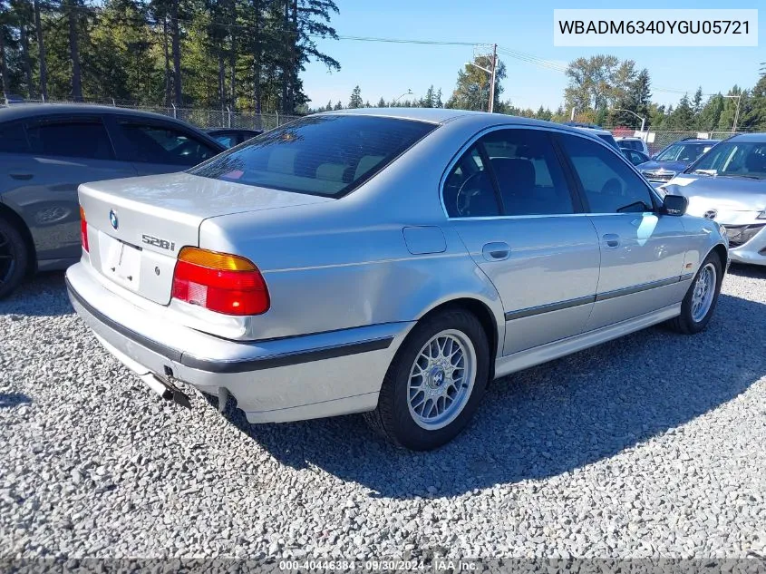 2000 BMW 528Ia VIN: WBADM6340YGU05721 Lot: 40446384