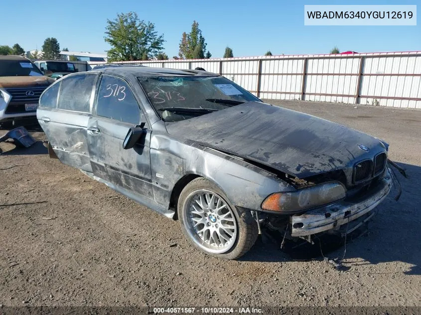 2000 BMW 528Ia VIN: WBADM6340YGU12619 Lot: 40571567