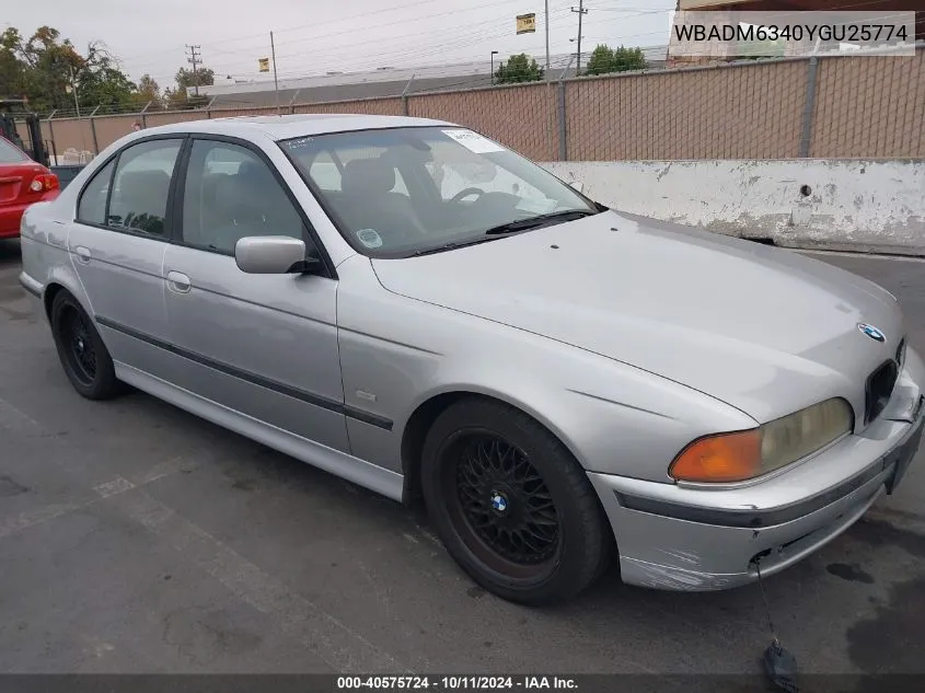 2000 BMW 528Ia VIN: WBADM6340YGU25774 Lot: 40575724