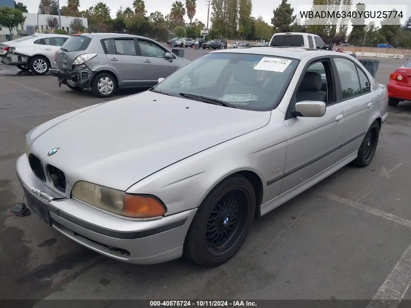 2000 BMW 528Ia VIN: WBADM6340YGU25774 Lot: 40575724