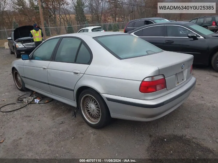 2000 BMW 528 I Automatic VIN: WBADM6340YGU25385 Lot: 40707110