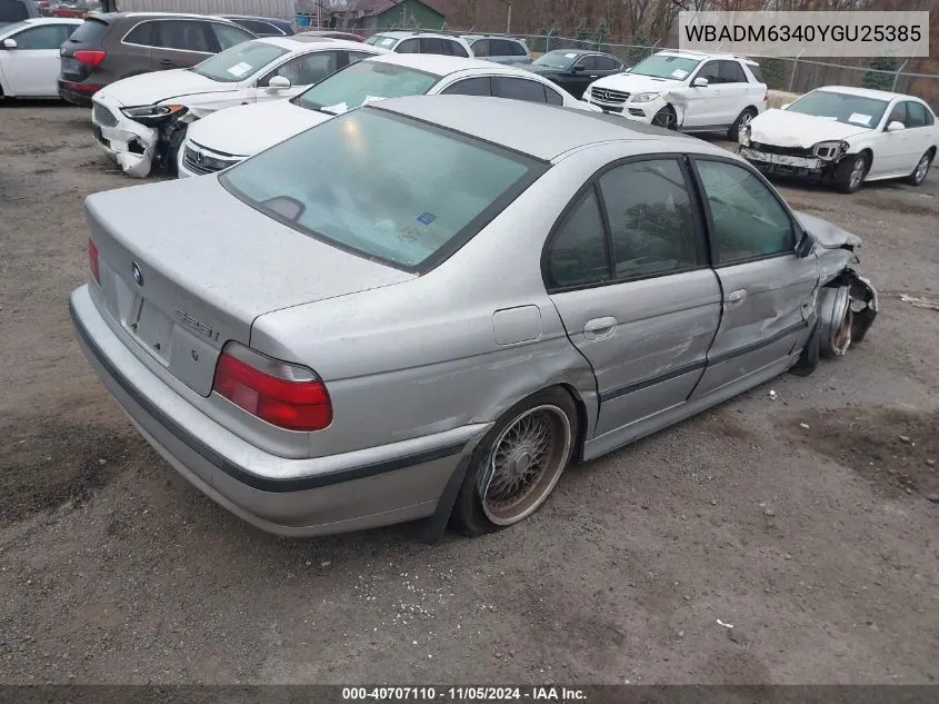 2000 BMW 528 I Automatic VIN: WBADM6340YGU25385 Lot: 40707110