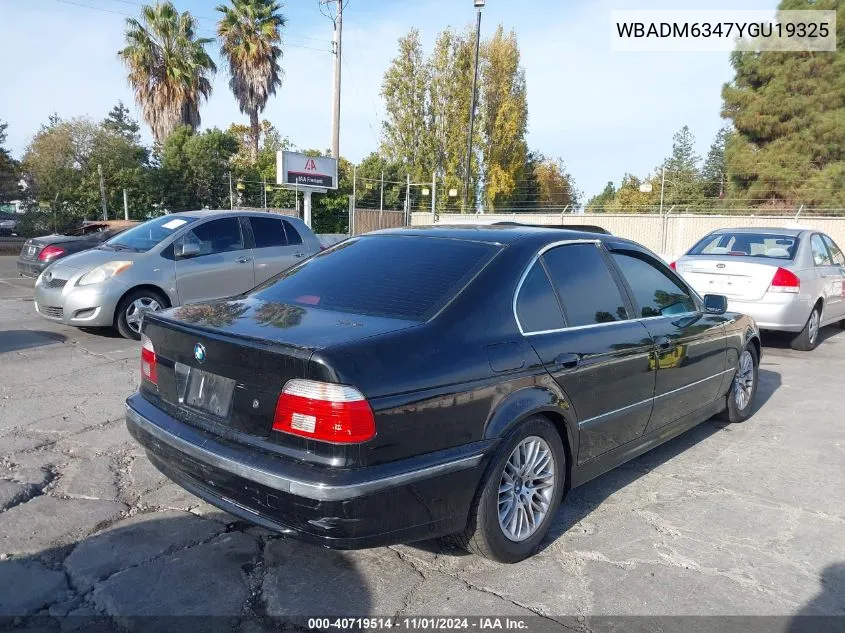 2000 BMW 528Ia VIN: WBADM6347YGU19325 Lot: 40719514