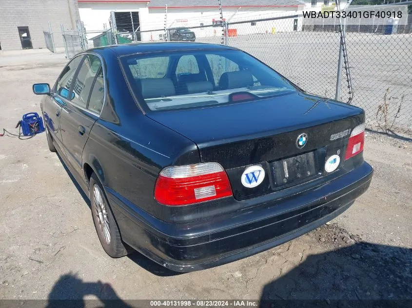 2001 BMW 525I VIN: WBADT33401GF40918 Lot: 40131998