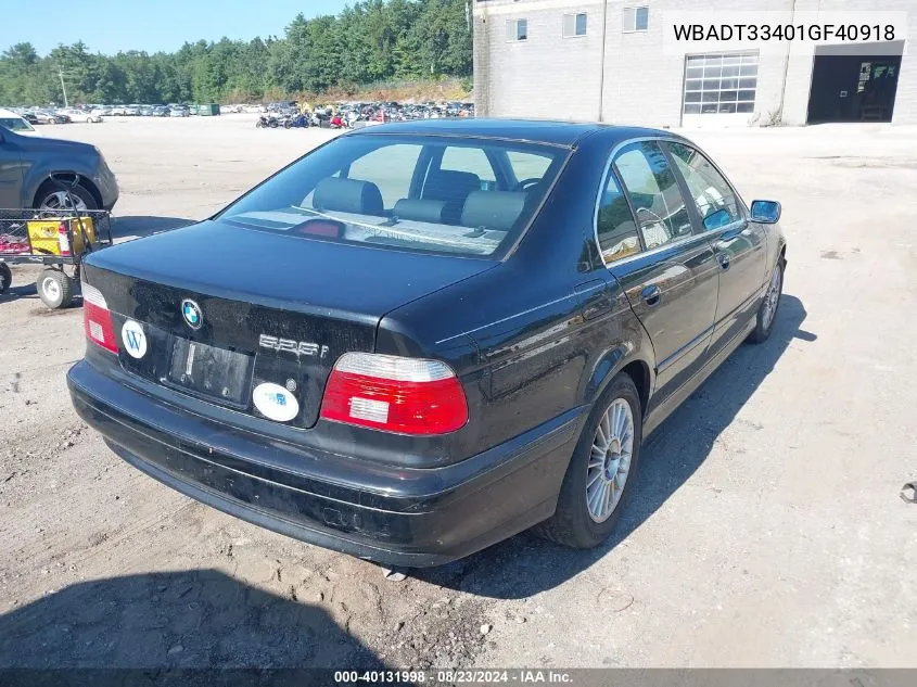 2001 BMW 525I VIN: WBADT33401GF40918 Lot: 40131998