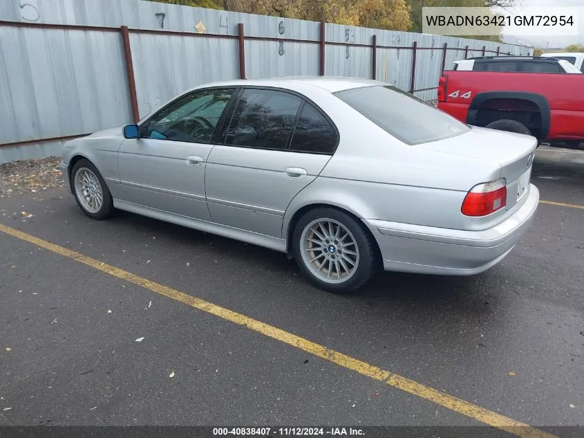 2001 BMW 5 Series 540Ia VIN: WBADN63421GM72954 Lot: 40838407