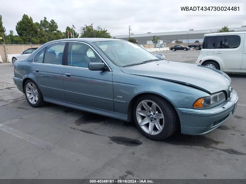 2003 BMW 525Ia I Automatic VIN: WBADT43473G024481 Lot: 40349161