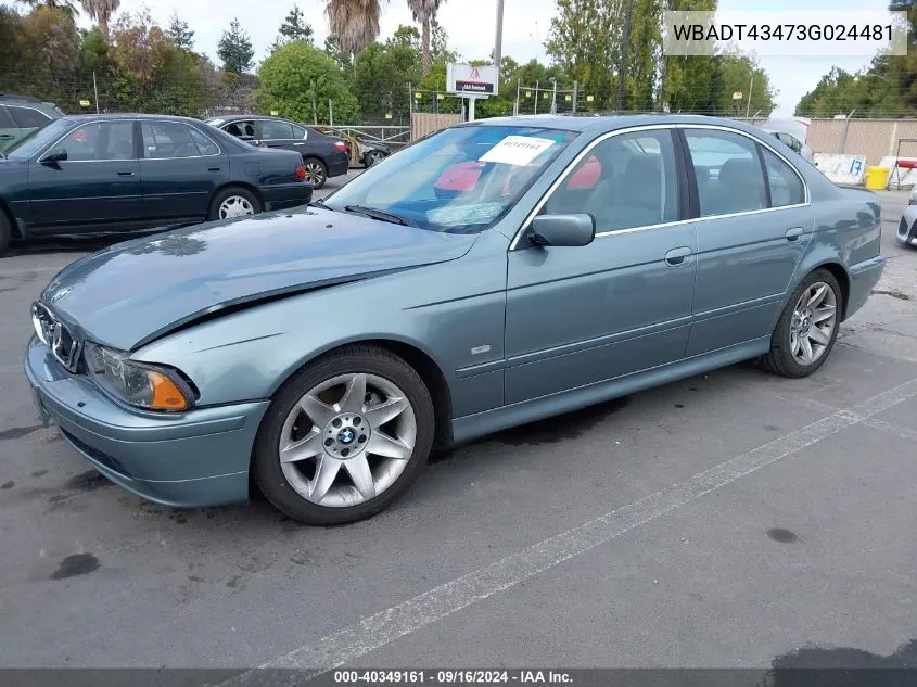 2003 BMW 525Ia I Automatic VIN: WBADT43473G024481 Lot: 40349161