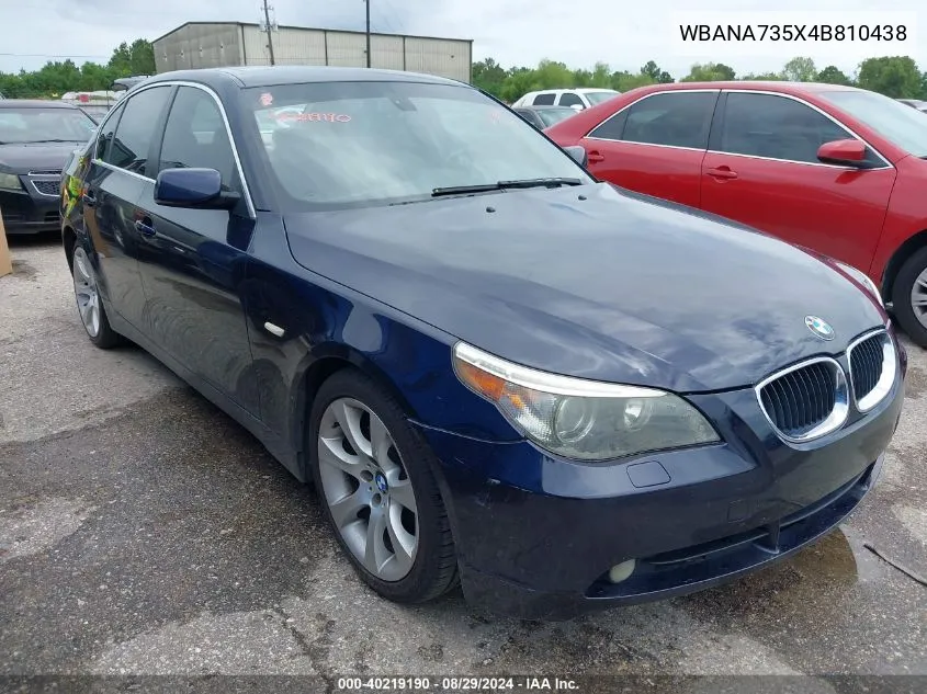 2004 BMW 530I VIN: WBANA735X4B810438 Lot: 40219190