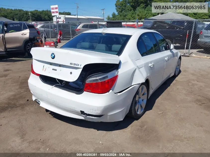 2004 BMW 530I VIN: WBANA73564B063985 Lot: 40255381