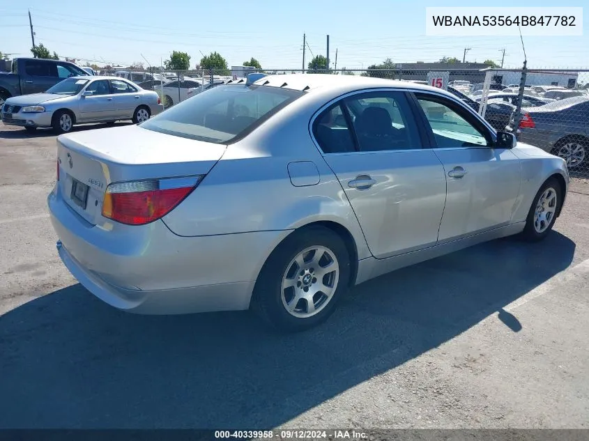 2004 BMW 525I I VIN: WBANA53564B847782 Lot: 40339958