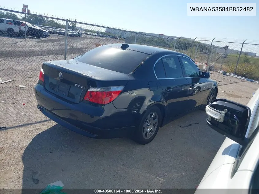 2004 BMW 525I VIN: WBANA53584B852482 Lot: 40506164