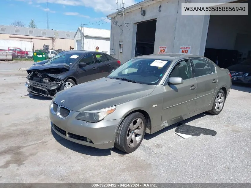 2005 BMW 525I VIN: WBANA53585B856940 Lot: 39280492