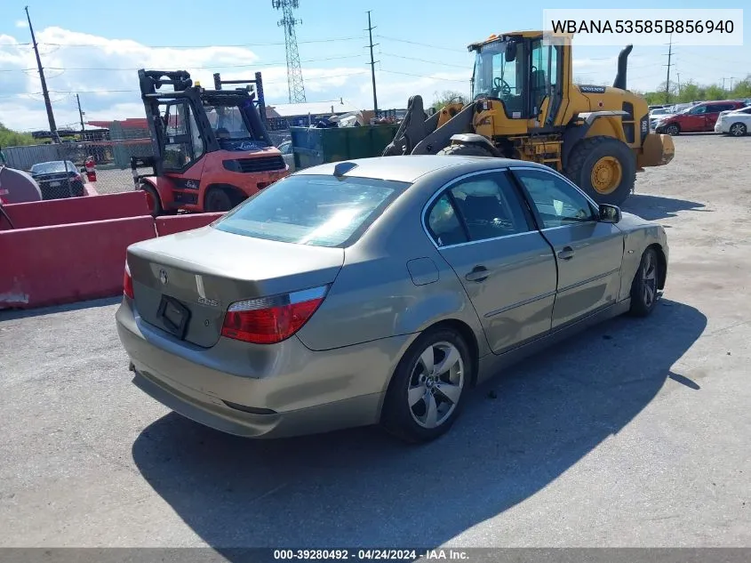 2005 BMW 525I VIN: WBANA53585B856940 Lot: 39280492