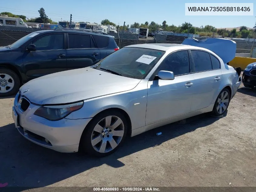 2005 BMW 530I I VIN: WBANA73505B818436 Lot: 40508693