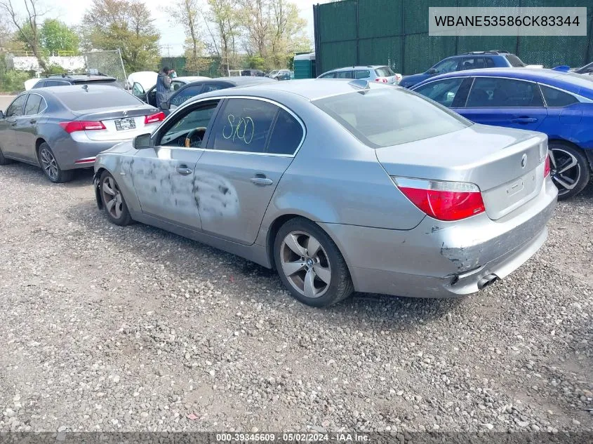 2006 BMW 525I VIN: WBANE53586CK83344 Lot: 39345609