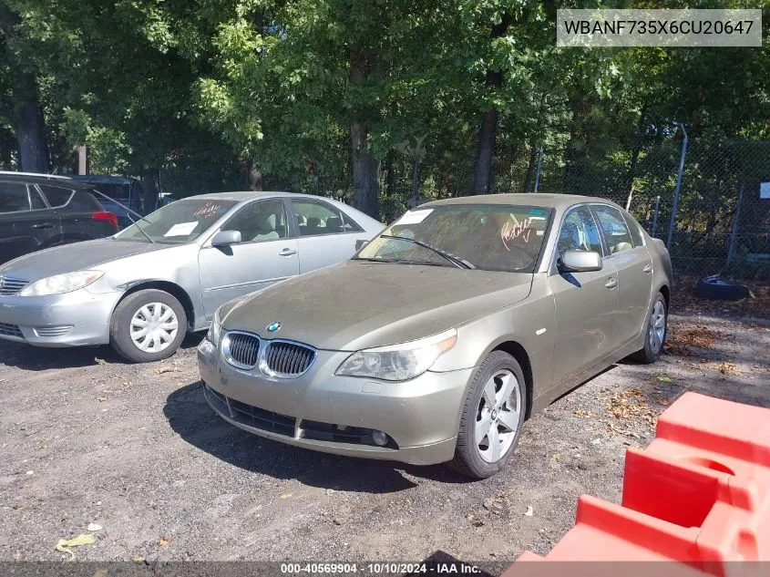 2006 BMW 530Xi VIN: WBANF735X6CU20647 Lot: 40569904