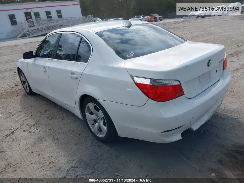 2006 BMW 530I VIN: WBANE73516CM39994 Lot: 40852731