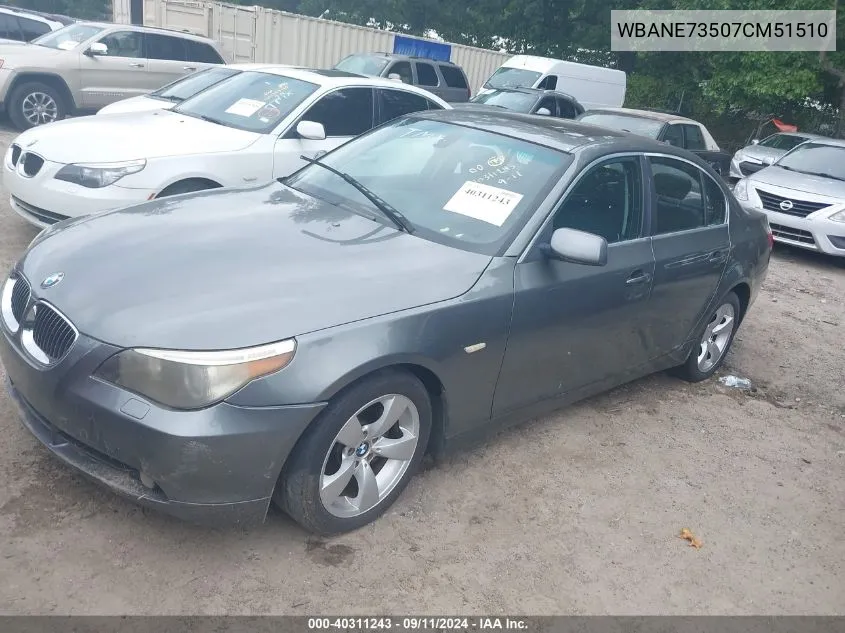 2007 BMW 530I VIN: WBANE73507CM51510 Lot: 40311243