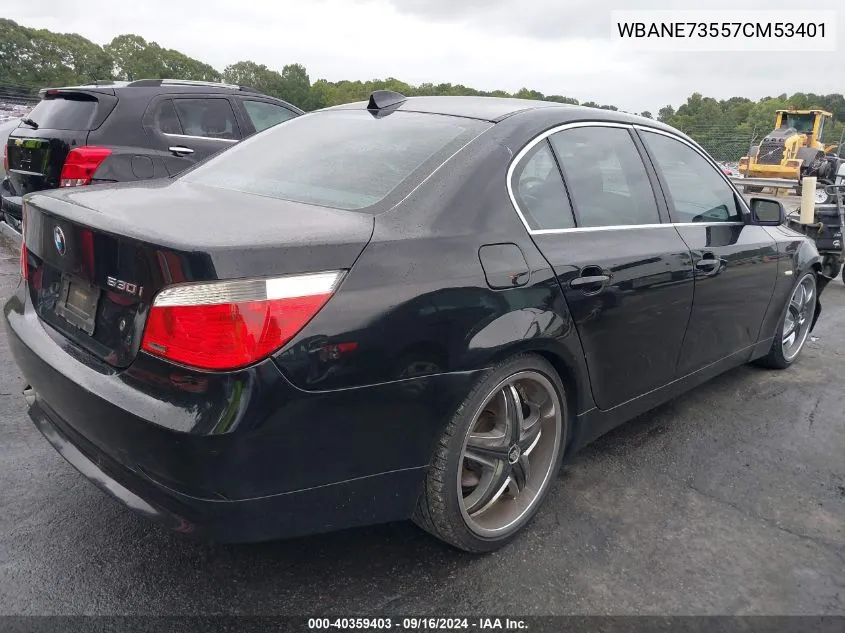 2007 BMW 530I VIN: WBANE73557CM53401 Lot: 40359403