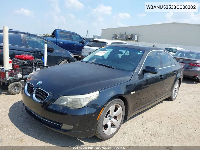 2008 BMW 528I VIN: WBANU53538CC08382 Lot: 40040199