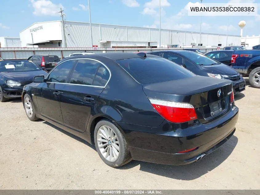 2008 BMW 528I VIN: WBANU53538CC08382 Lot: 40040199