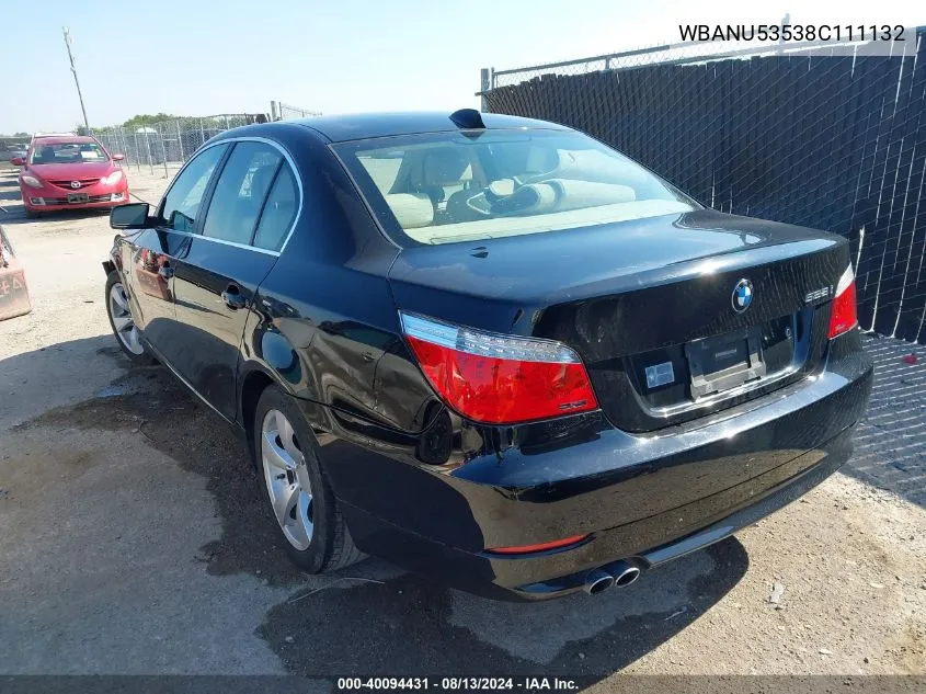 2008 BMW 528 I VIN: WBANU53538C111132 Lot: 40094431