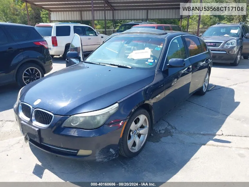 2008 BMW 528I VIN: WBANU53568CT17108 Lot: 40160686