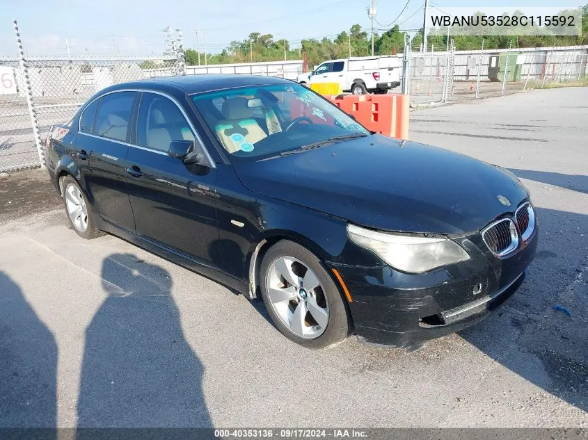 2008 BMW 528I VIN: WBANU53528C115592 Lot: 40353136