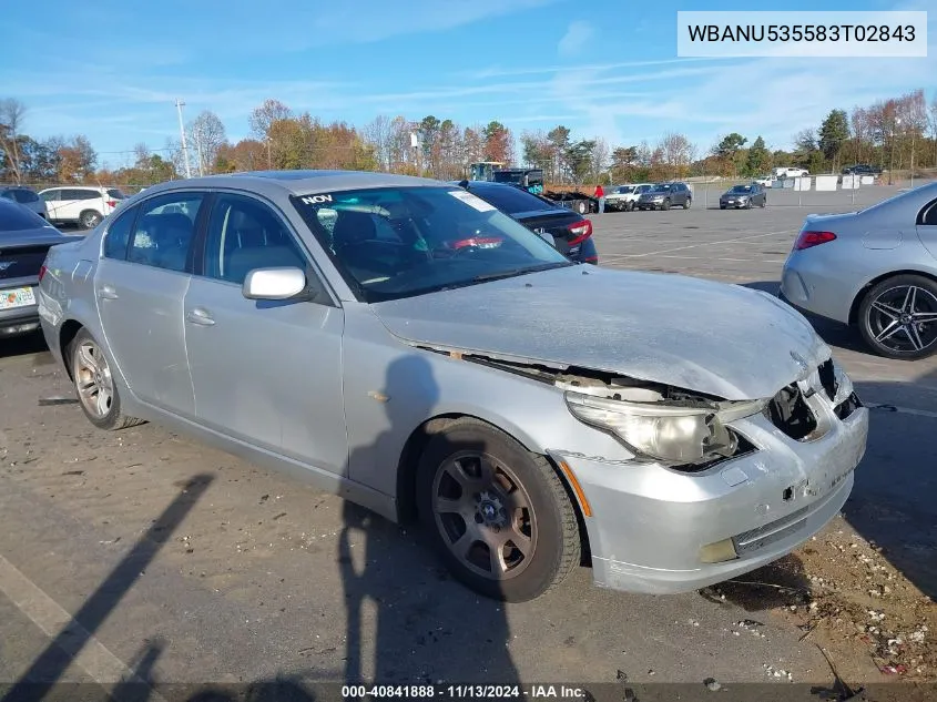 2008 BMW 528I VIN: WBANU535583T02843 Lot: 40841888