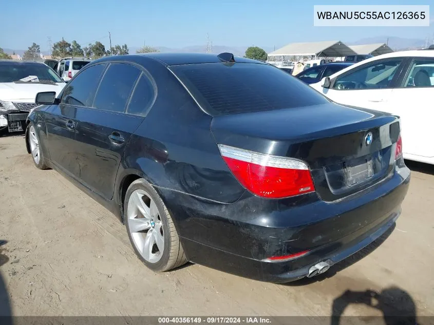 2010 BMW 528I VIN: WBANU5C55AC126365 Lot: 40356149