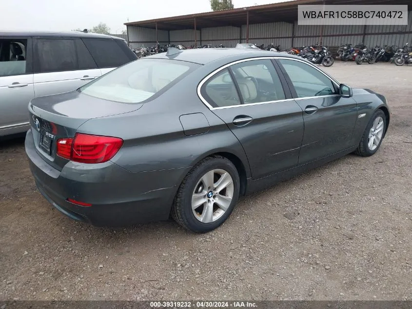 2011 BMW 528I VIN: WBAFR1C58BC740472 Lot: 39319232