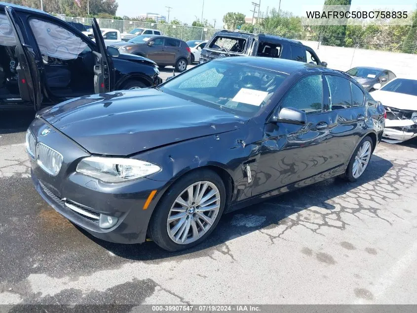 2011 BMW 550I VIN: WBAFR9C50BC758835 Lot: 39907547