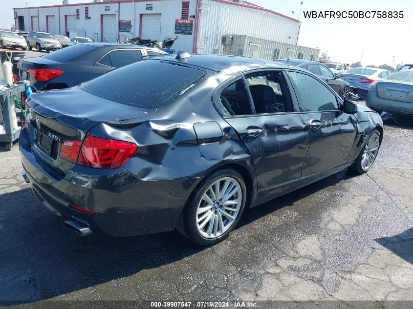 2011 BMW 550I VIN: WBAFR9C50BC758835 Lot: 39907547