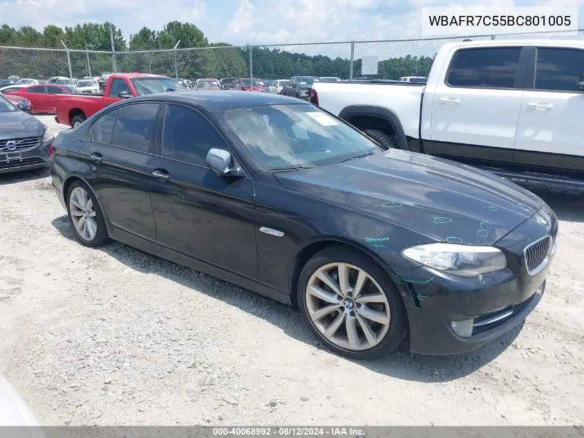 2011 BMW 535I VIN: WBAFR7C55BC801005 Lot: 40068992