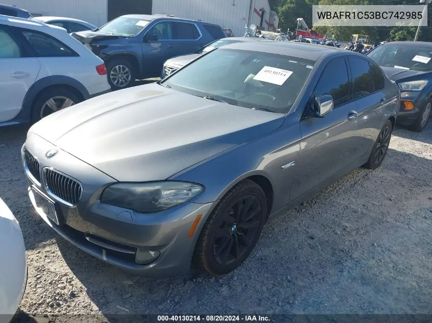 2011 BMW 528 I VIN: WBAFR1C53BC742985 Lot: 40130214