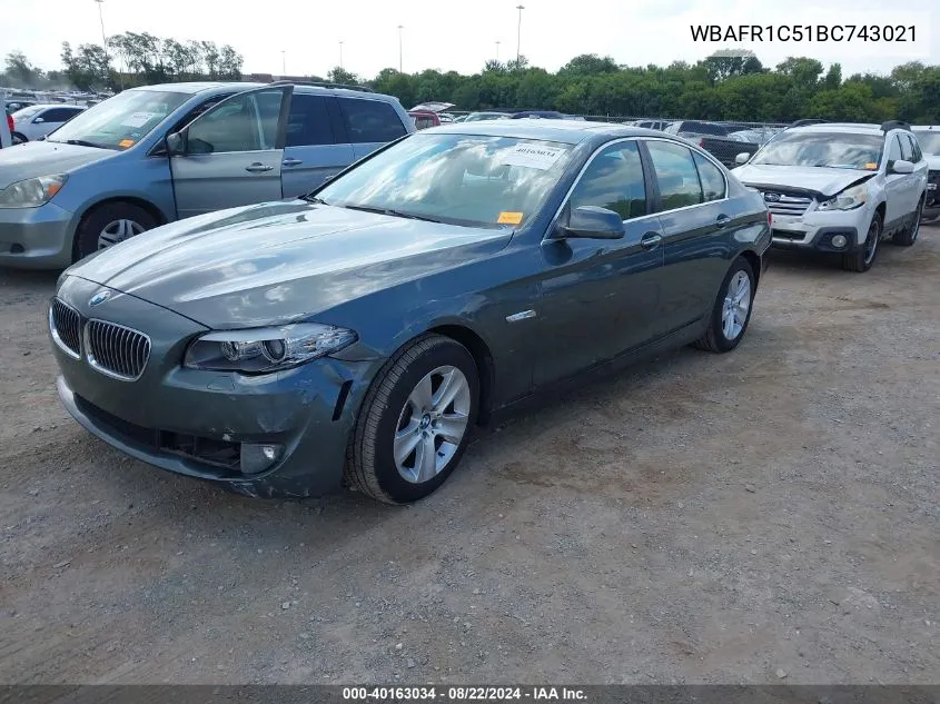 2011 BMW 528I VIN: WBAFR1C51BC743021 Lot: 40163034