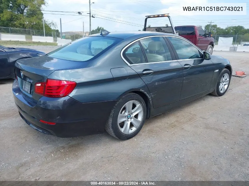 2011 BMW 528I VIN: WBAFR1C51BC743021 Lot: 40163034