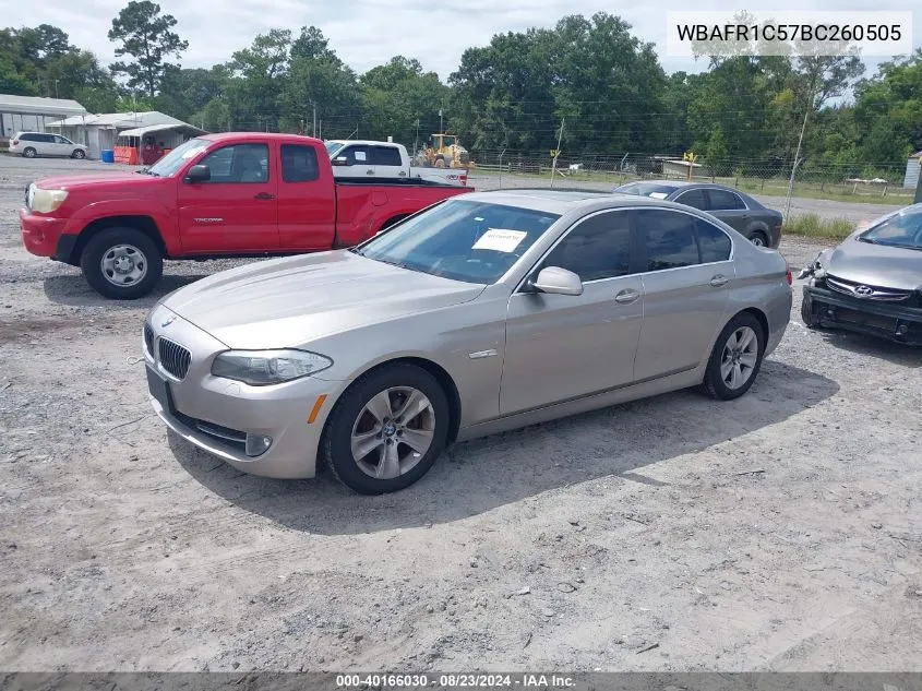 2011 BMW 528I VIN: WBAFR1C57BC260505 Lot: 40166030