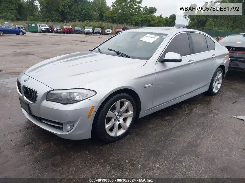 2011 BMW 550I VIN: WBAFR9C57BDE81792 Lot: 40190386