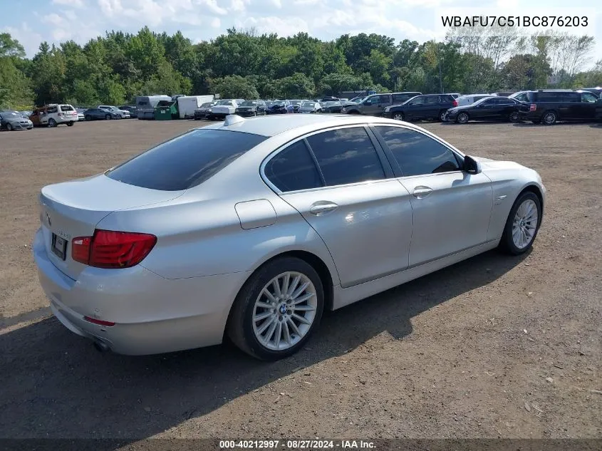 2011 BMW 535I xDrive VIN: WBAFU7C51BC876203 Lot: 40212997