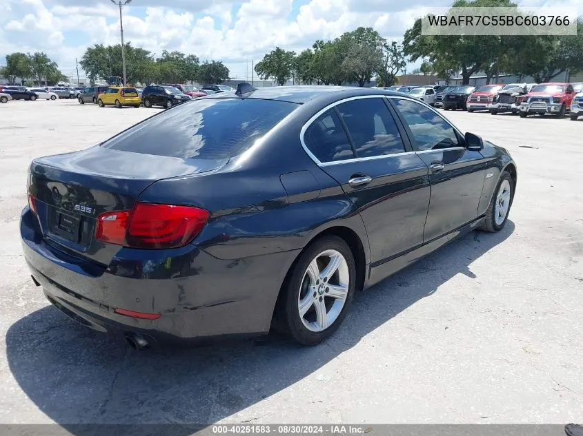 2011 BMW 535I VIN: WBAFR7C55BC603766 Lot: 40251583